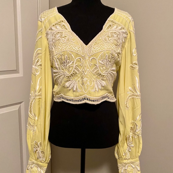 SOLD - Karen Millen - yellow laser cut beaded blouse - Picture 4 of 6